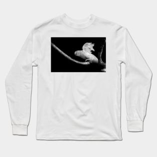 Flying Parakeet in Black and White Long Sleeve T-Shirt
